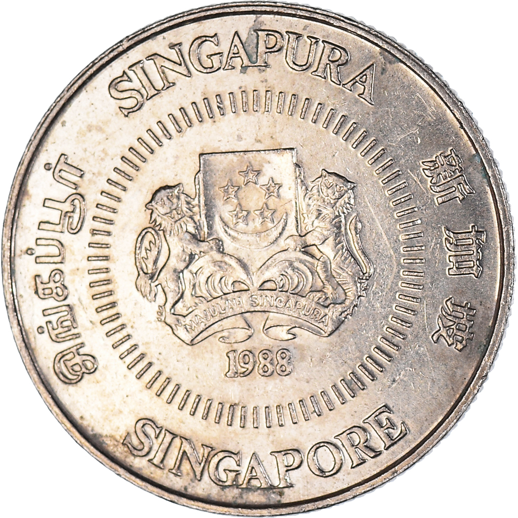 Moneda, Singapur, 10 Cents, 1988