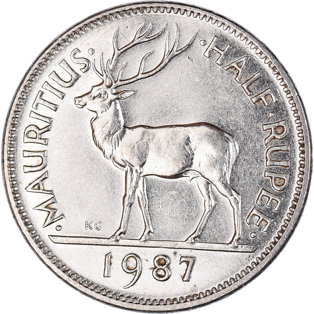 Moneda, Mauricio, 1/2 Rupee, 1987