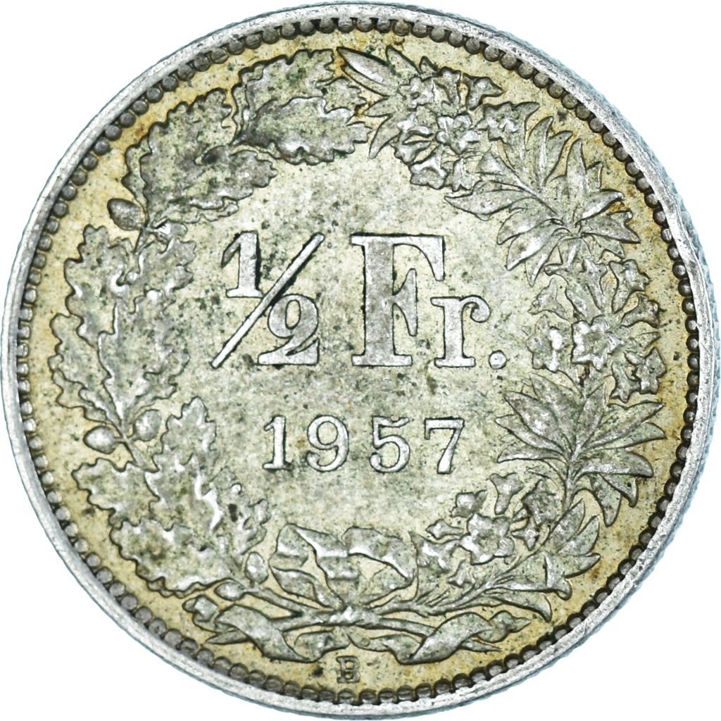 Moneda, Suiza, 1/2 Franc, 1957