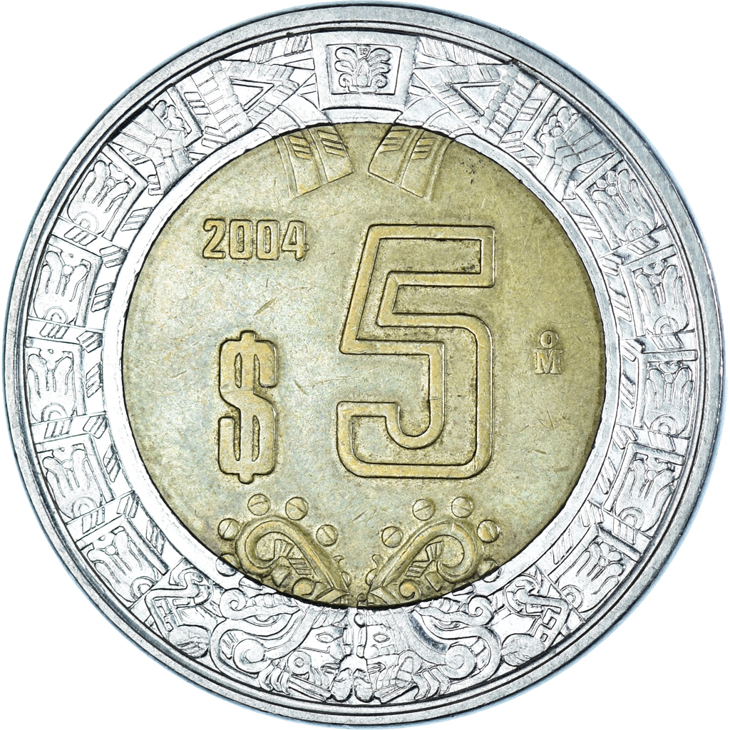 Coin, Mexico, 5 Pesos, 2004