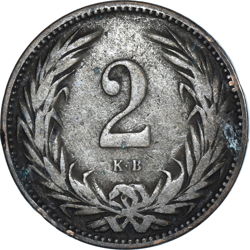 Moneda, Hungría, 2 Filler, 1898