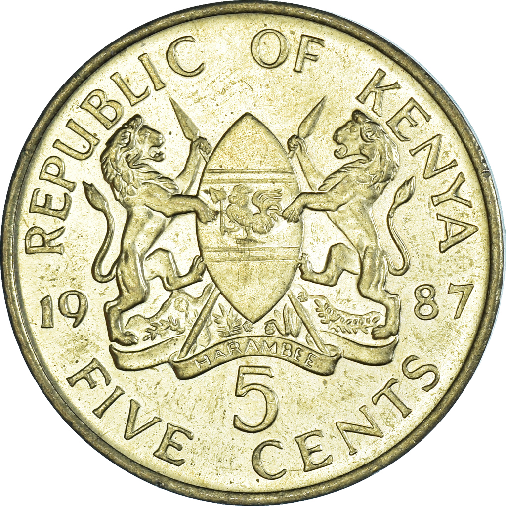 Moneda, Kenia, 5 Cents, 1987