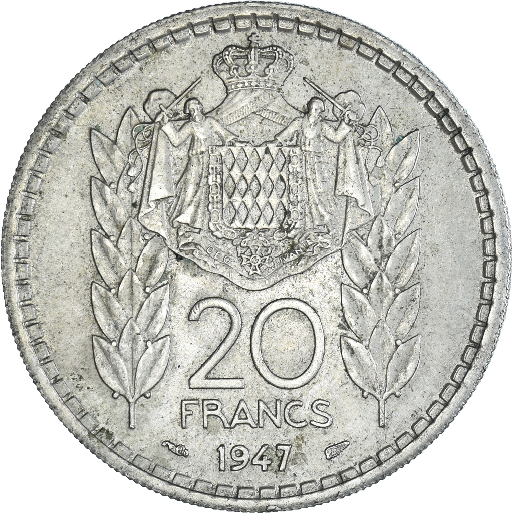 Moneda, Mónaco, 20 Francs, 1947