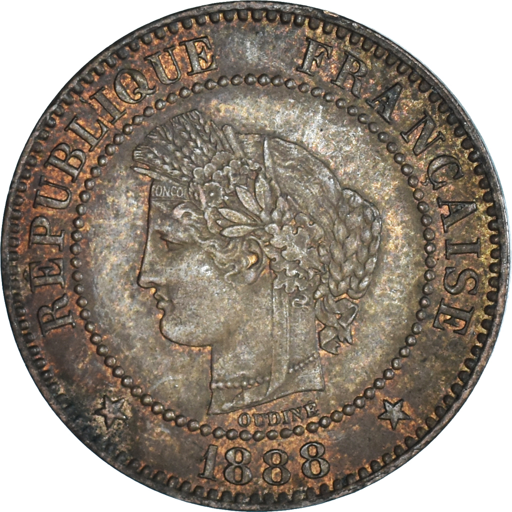 Coin, France, 2 Centimes, 1888