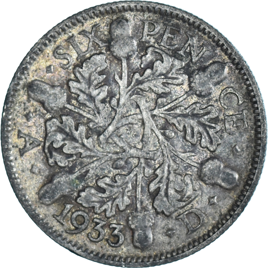 Moneda, Gran Bretaña, 6 Pence, 1933