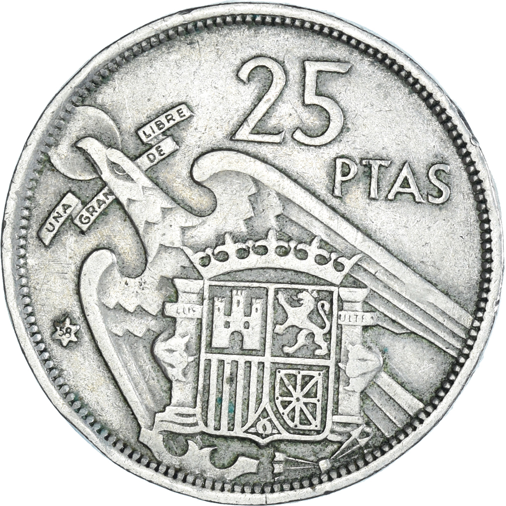 Coin Spain 25 Pesetas 1957 European Coins