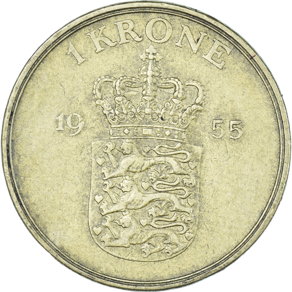 Moneda, Dinamarca, Krone, 1955