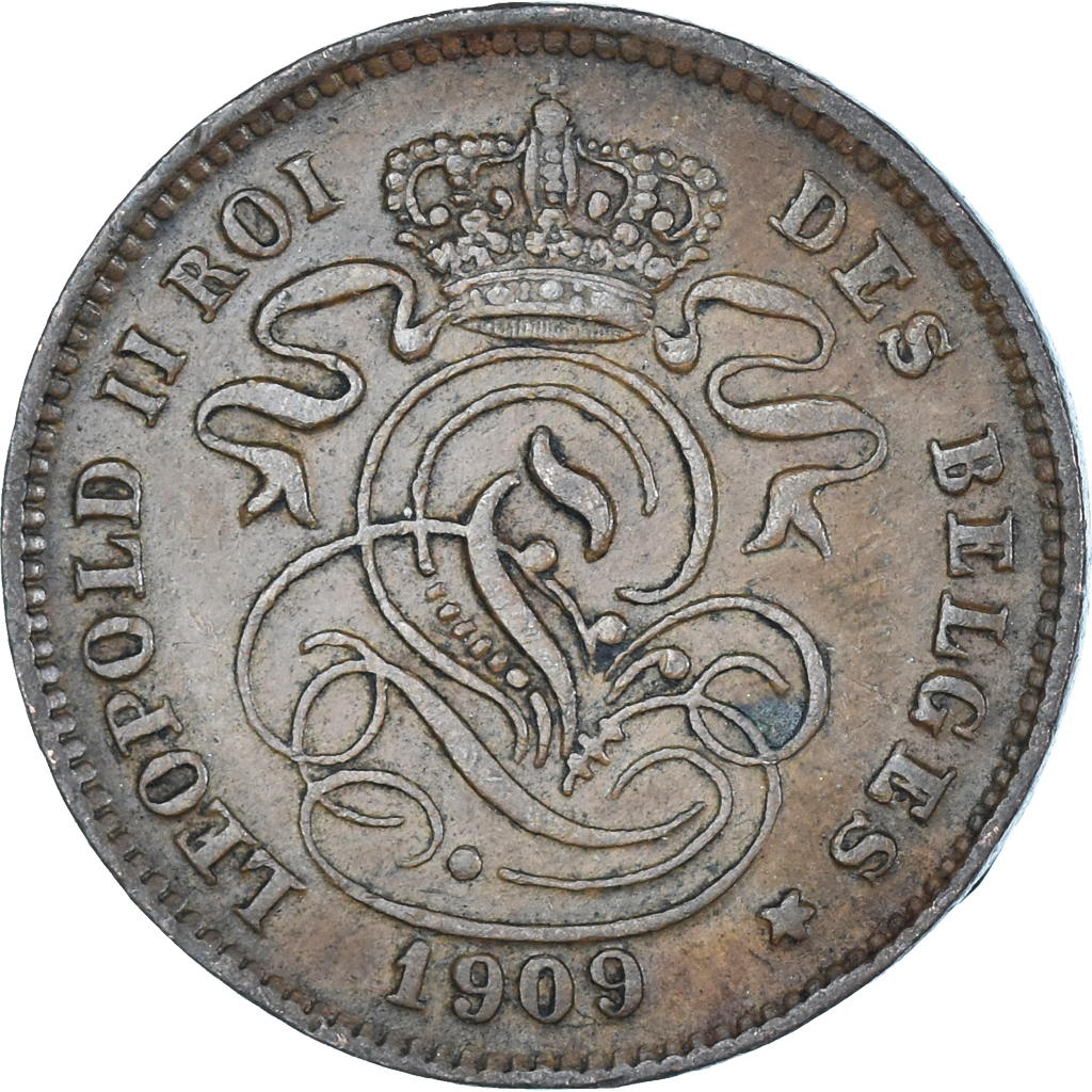 Moneda, Bélgica, 2 Centimes, 1909