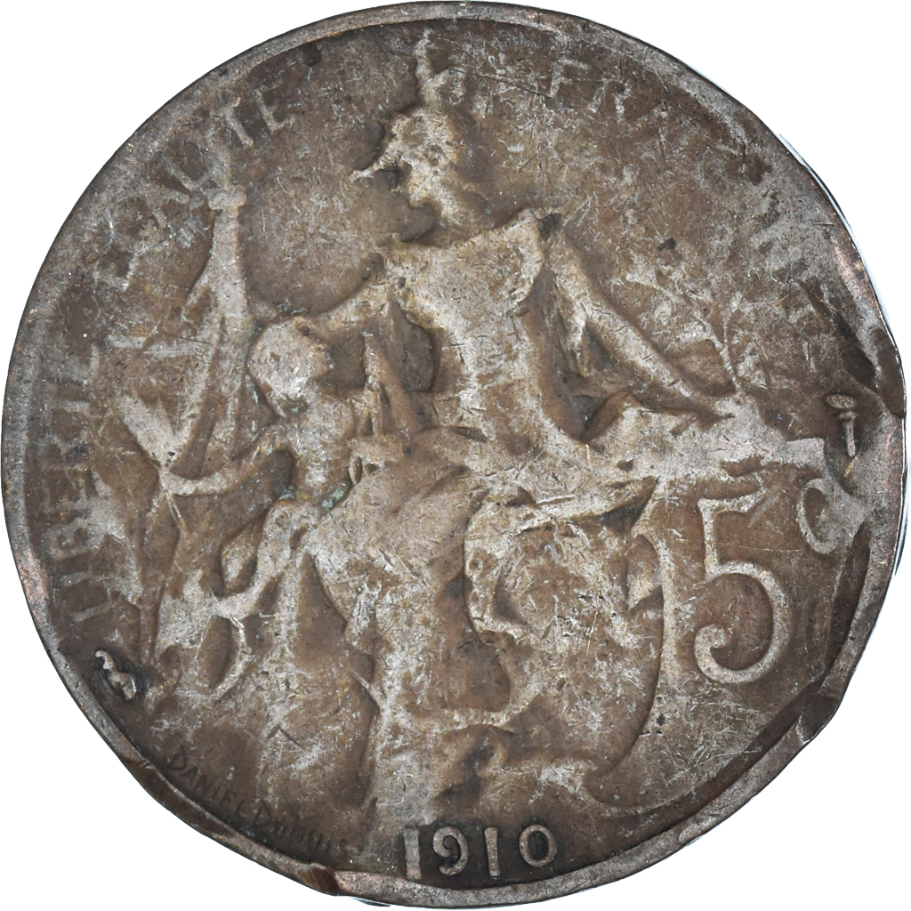 Coin, France, 5 Centimes, 1910