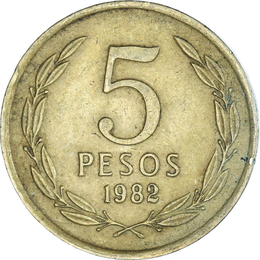 Coin Chile 5 Pesos 1982 South American Coins