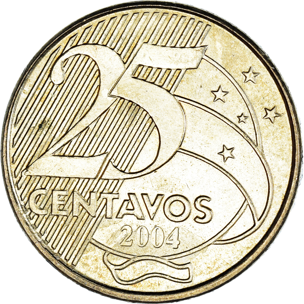 Moneda, Brasil, 25 Centavos, 2004