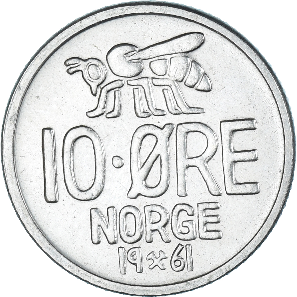 Moneda, Noruega, 10 Öre, 1961