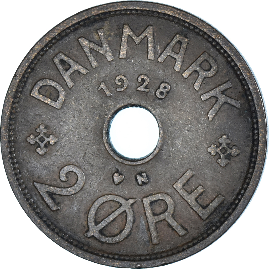 Moneda, Dinamarca, 2 Öre, 1928