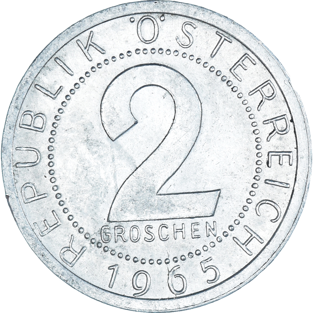 Moneda, Austria, 2 Groschen, 1965