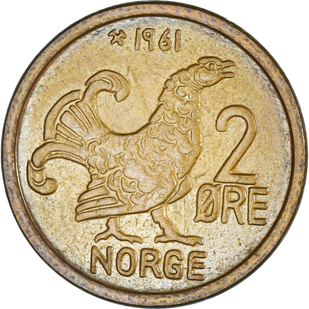 Moneda, Noruega, 2 Öre, 1961