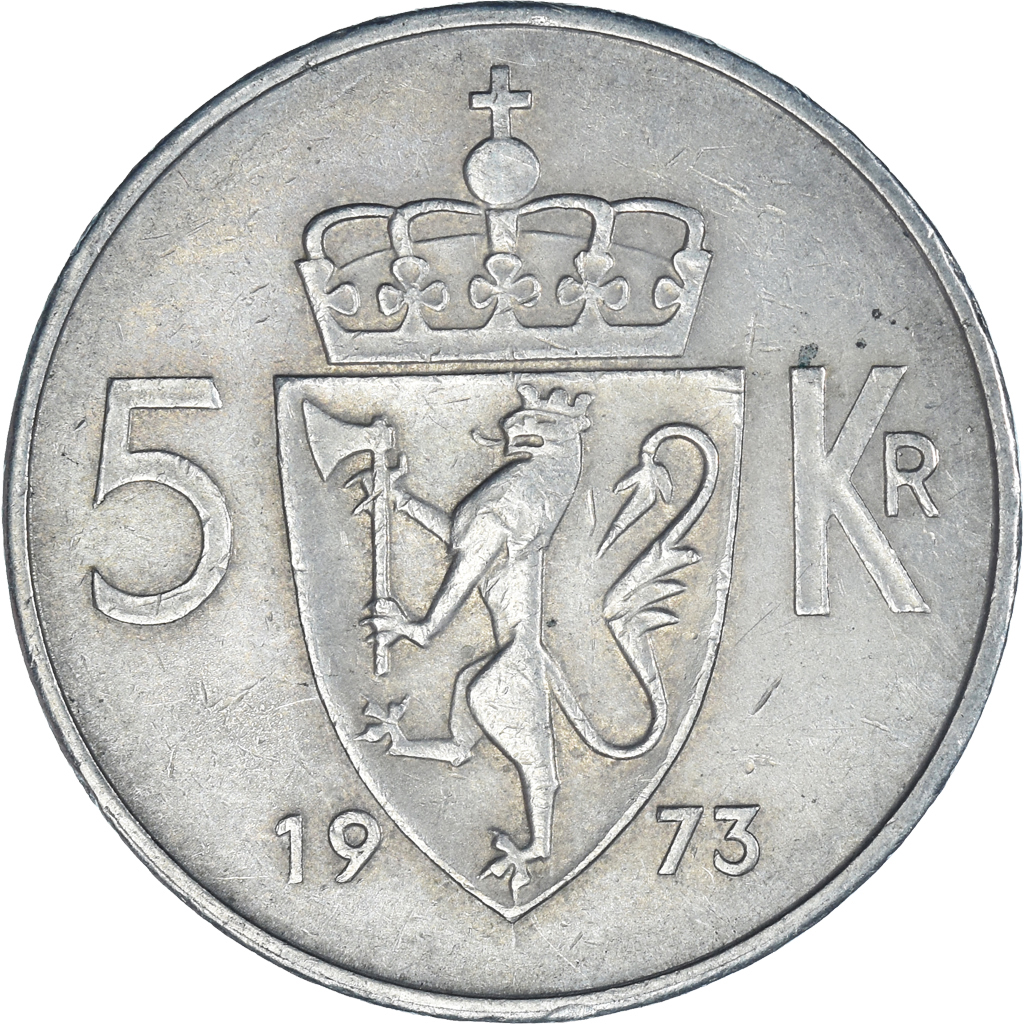 Moneda, Noruega, 5 Kroner, 1973