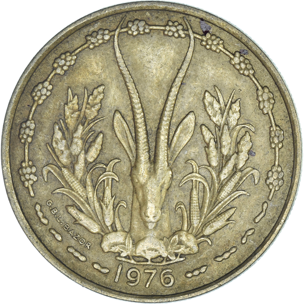 Coin, West African States, 25 Francs, 1976