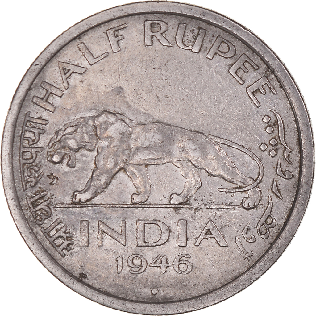 Coin, India, 1/2 Rupee, 1946