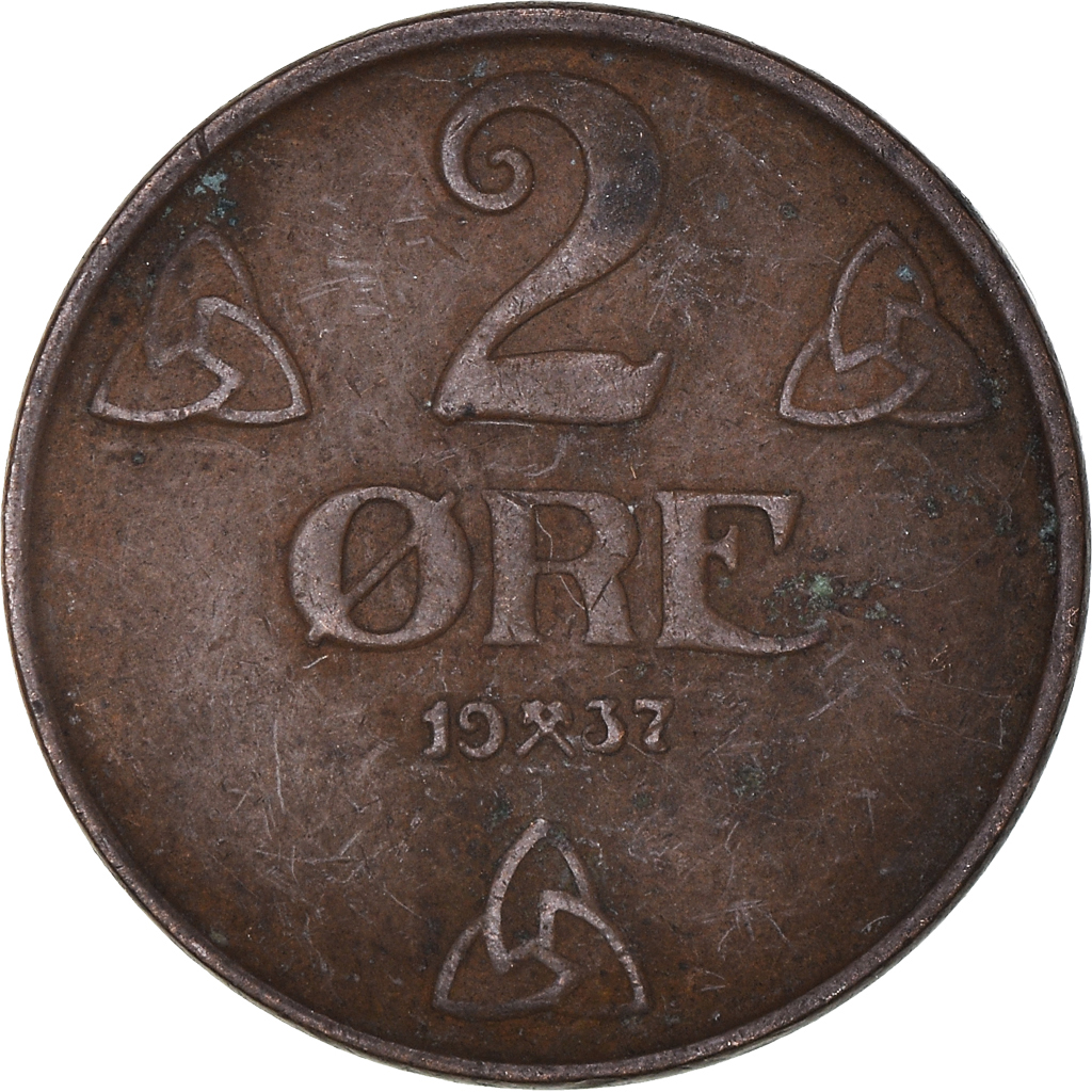 Moneda, Noruega, 2 Öre, 1937