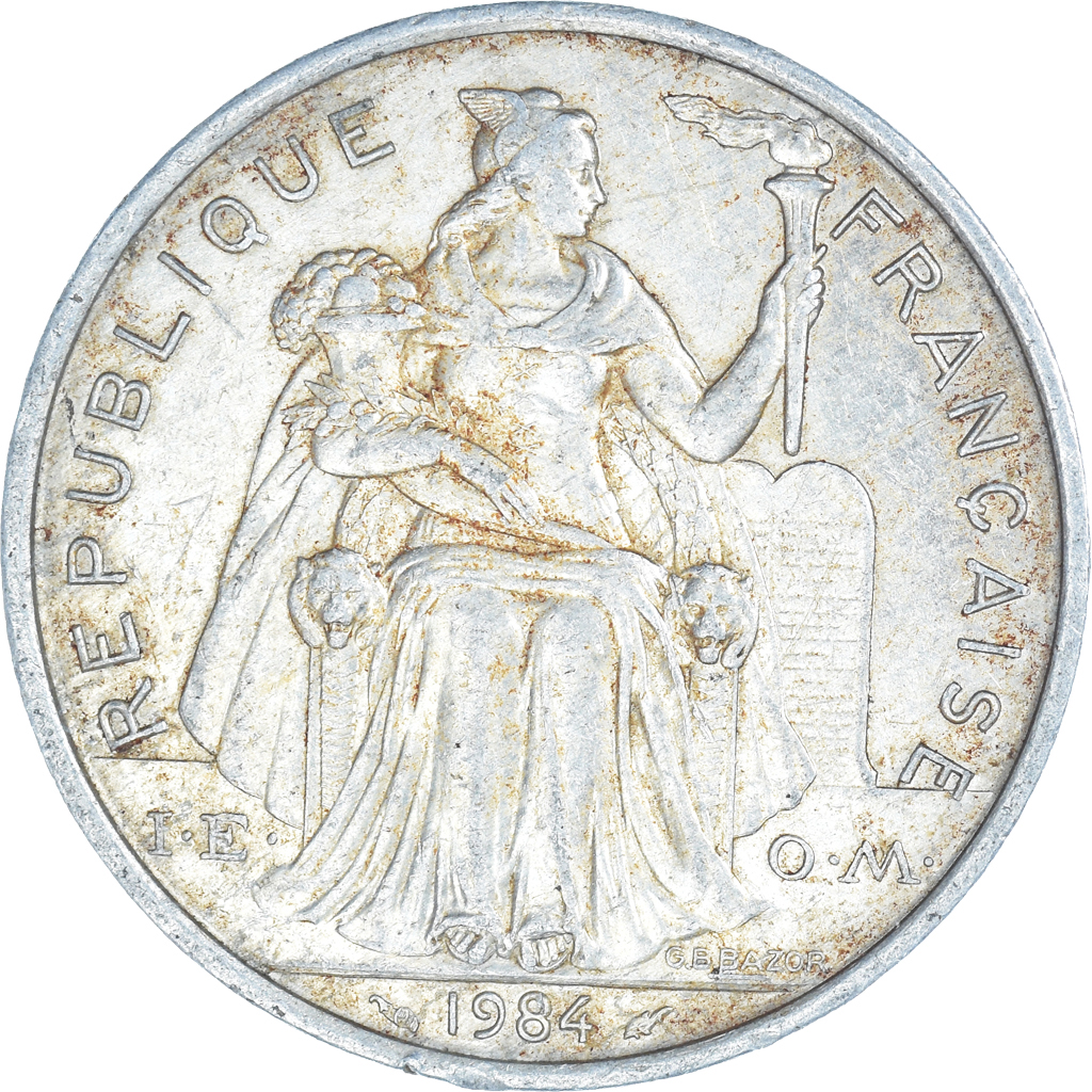 Moneda, Polinesia francesa, 5 Francs, 1984