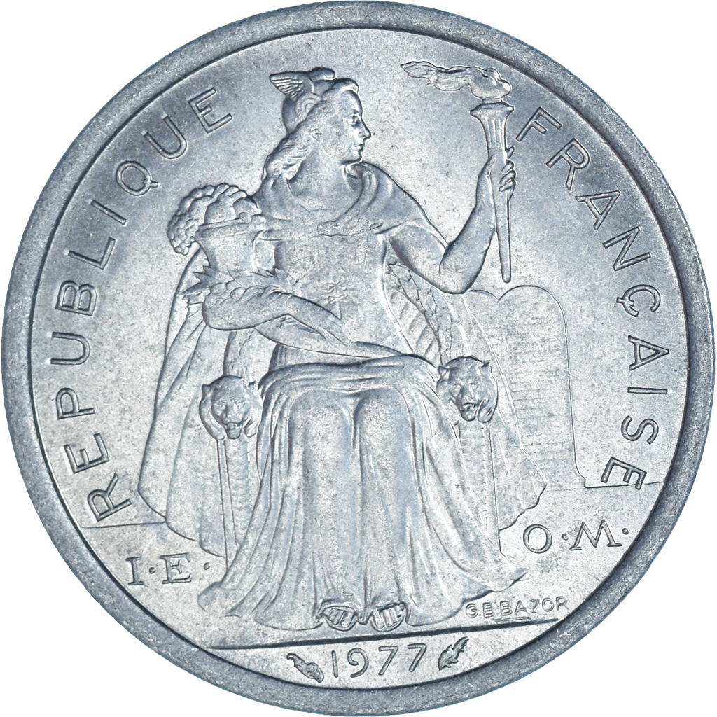 Moneda, Nueva Caledonia, 2 Francs, 1977