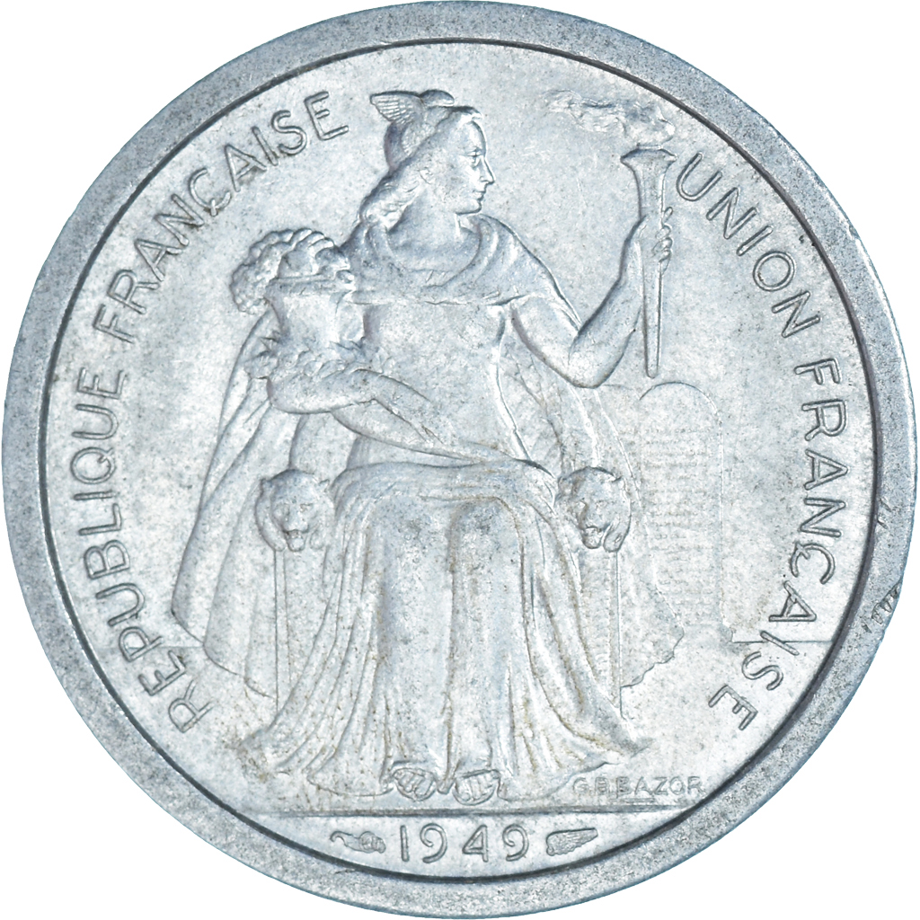Moneda, Nueva Caledonia, 2 Francs, 1949