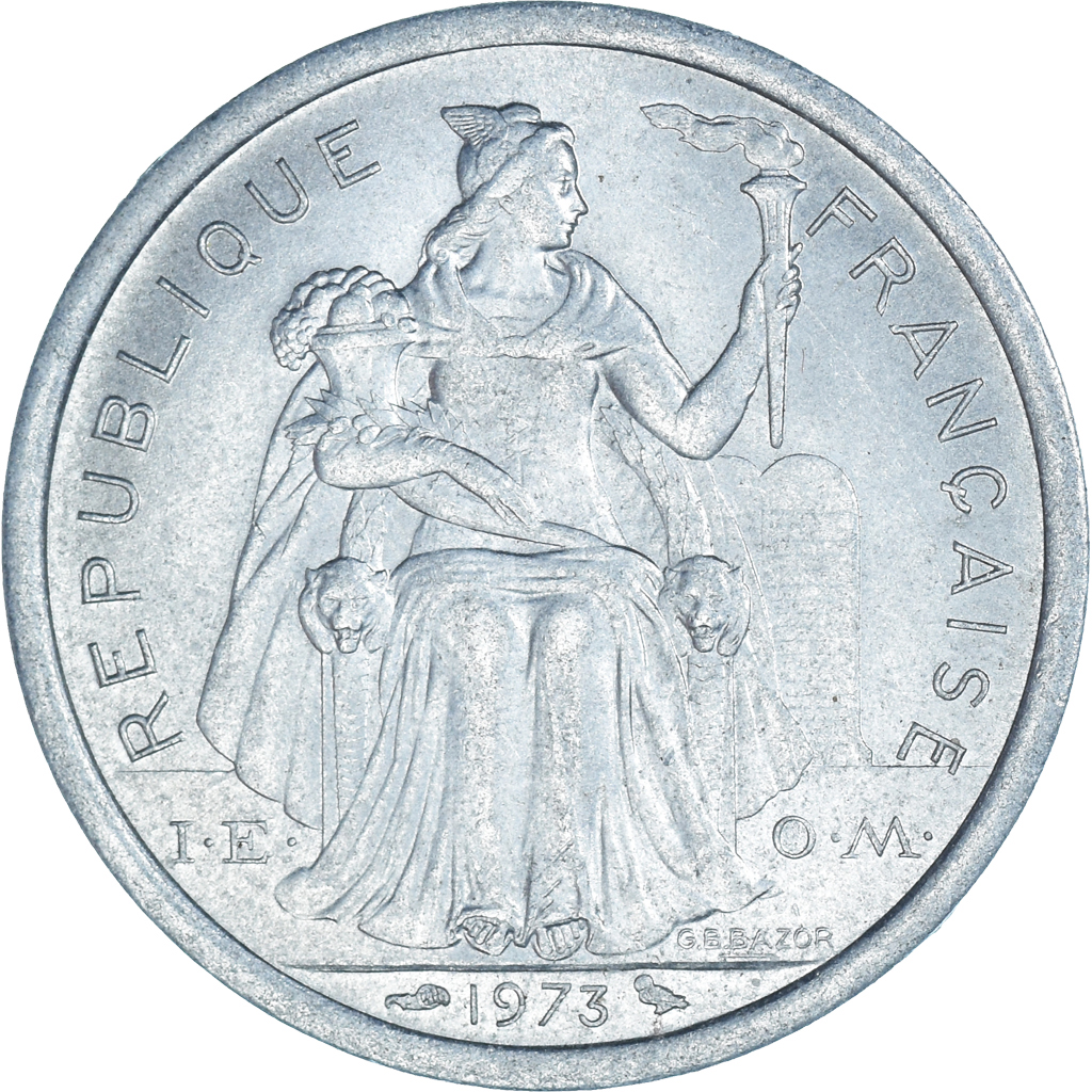 Moneda, Nueva Caledonia, 2 Francs, 1973