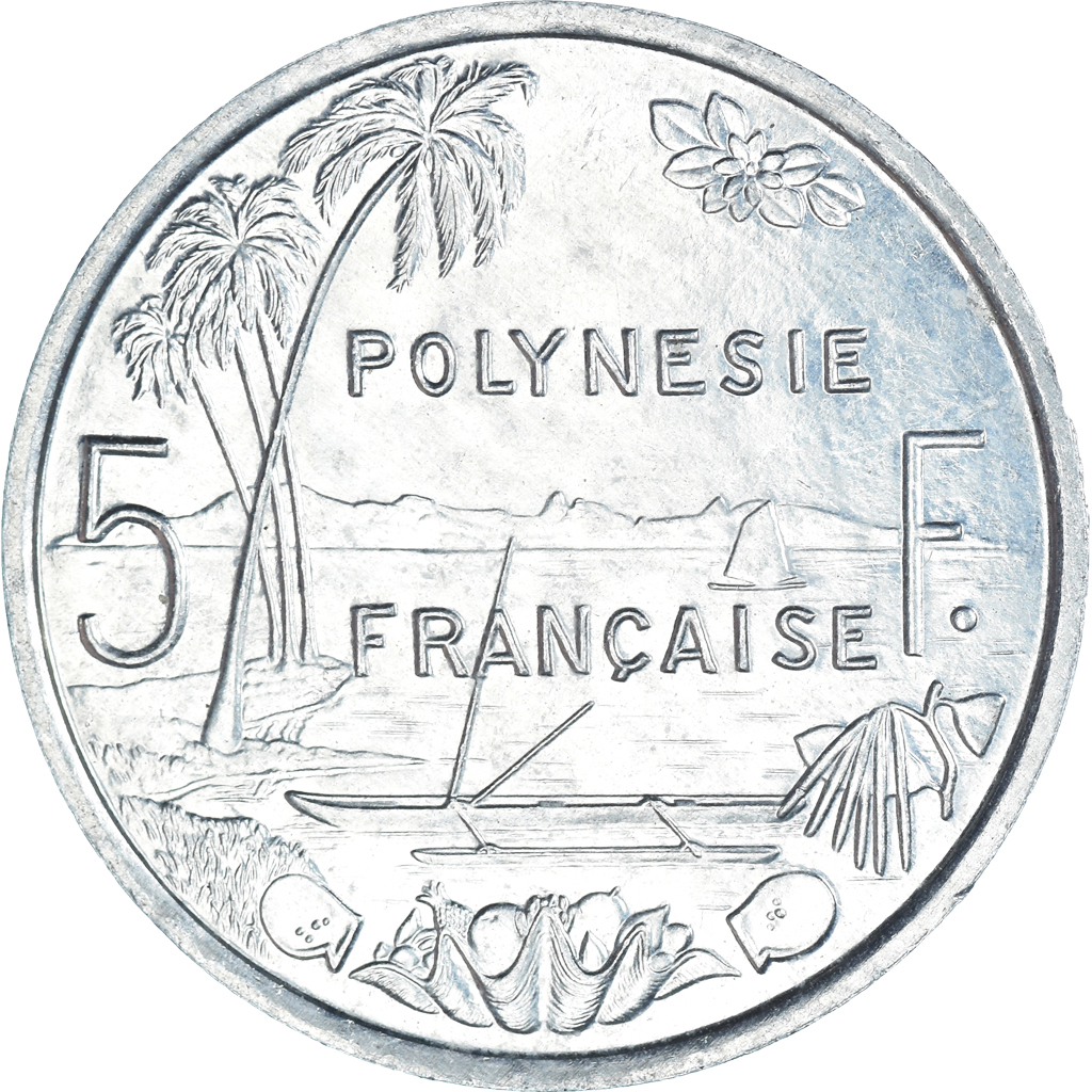 Moneda, Polinesia francesa, 5 Francs, 1986