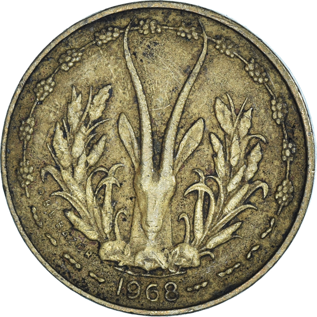 Coin, West African States, 5 Francs, 1968