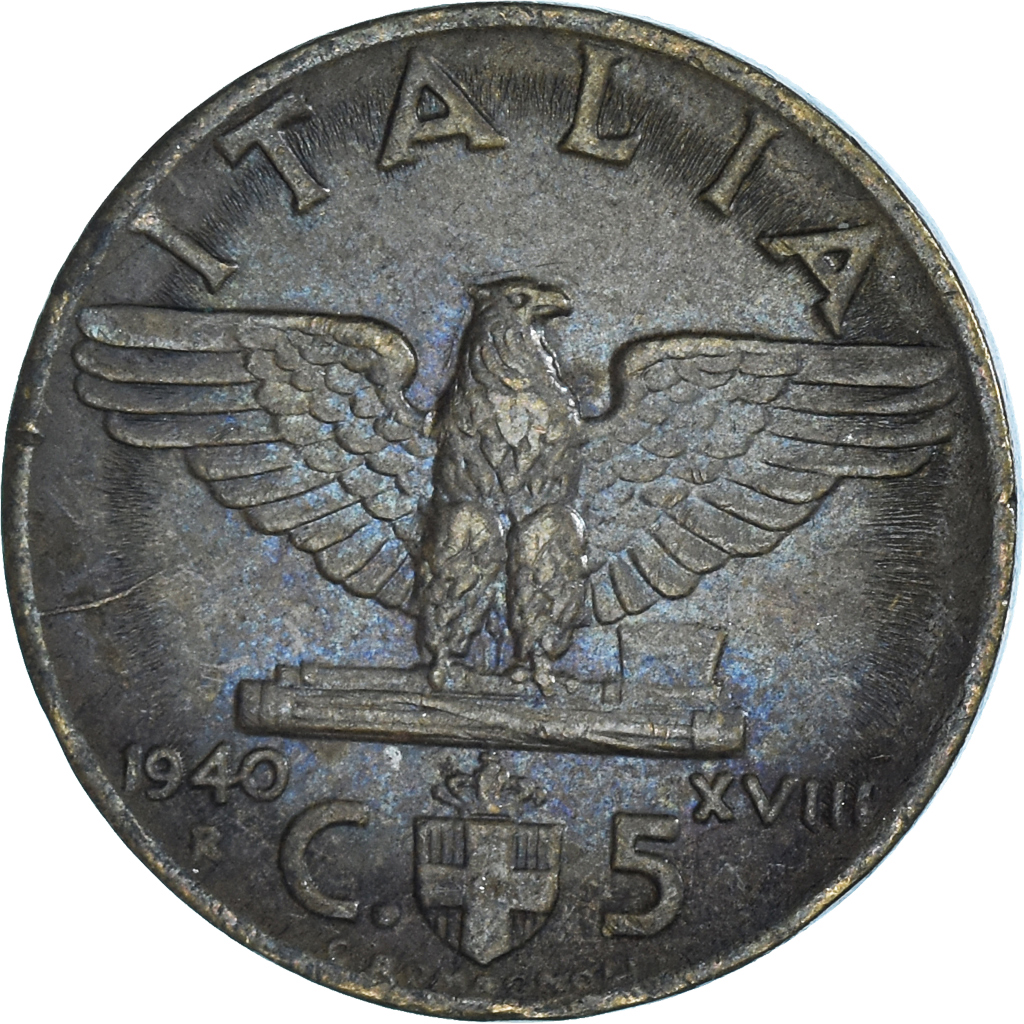 Moneda, Italia, 5 Centesimi, 1940