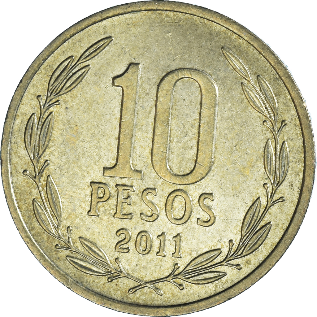 Moneda, Chile, 10 Pesos, 2011