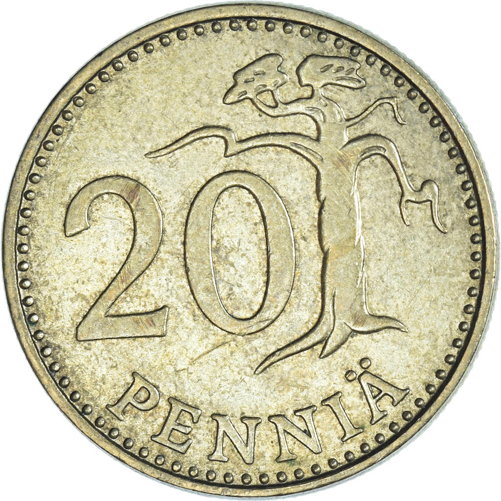 Moneda, Finlandia, 20 Pennia, 1983