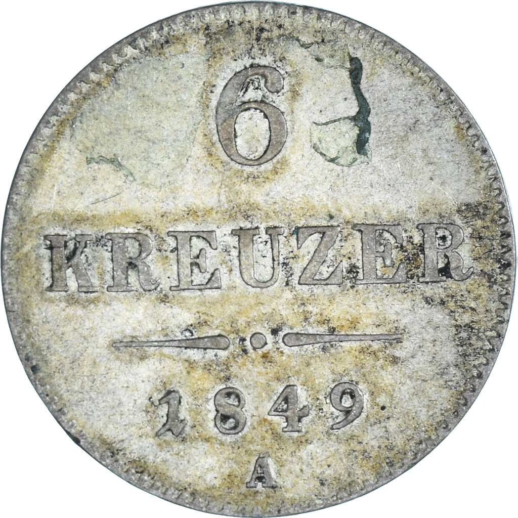 Coin, Austria, 6 Kreuzer, 1849