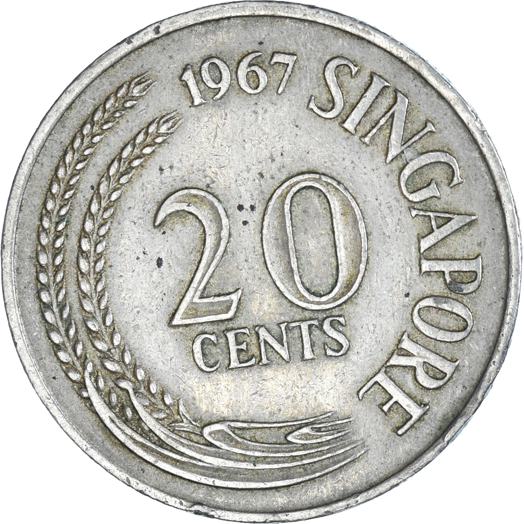 Moneda, Singapur, 20 Cents, 1967
