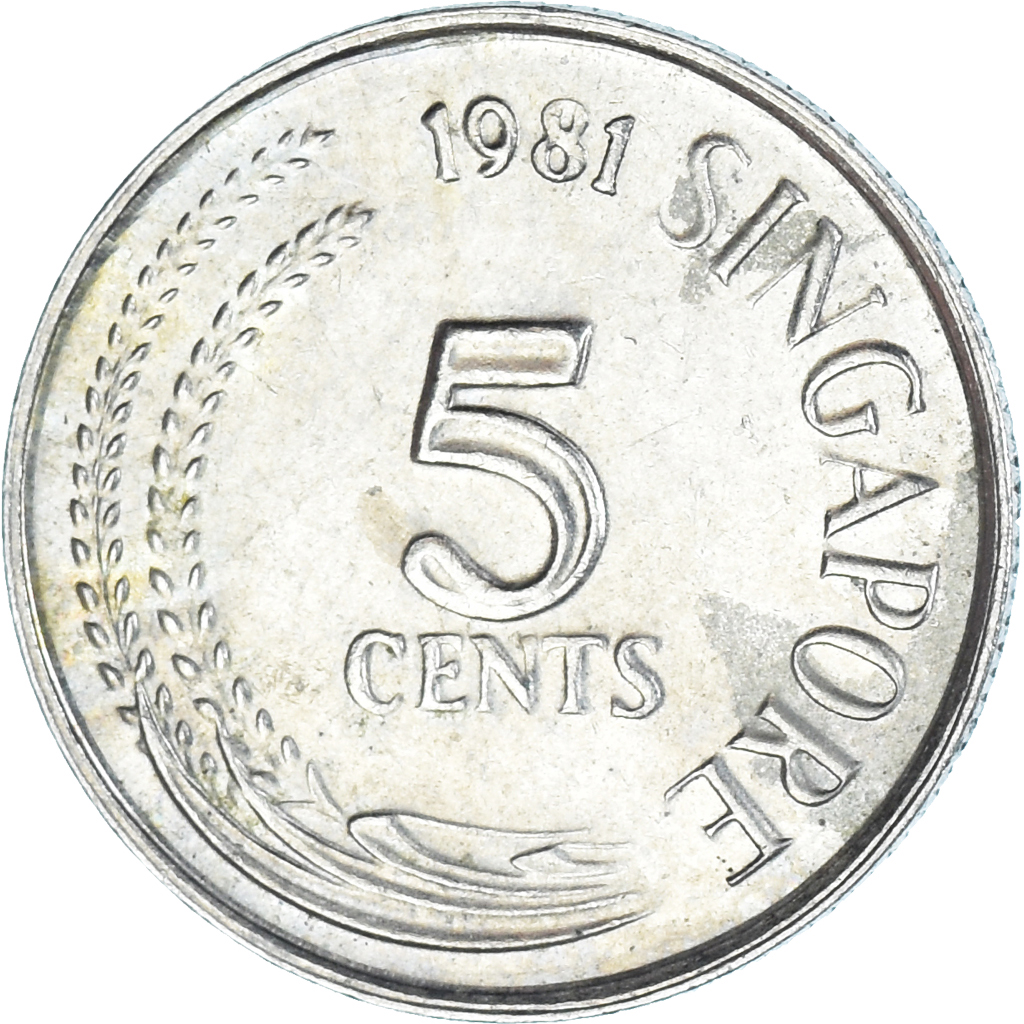 Moneda, Singapur, 5 Cents, 1981