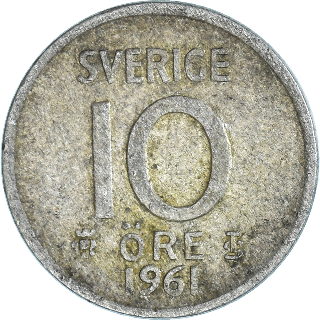 Moneda, Suecia, 10 Öre, 1961