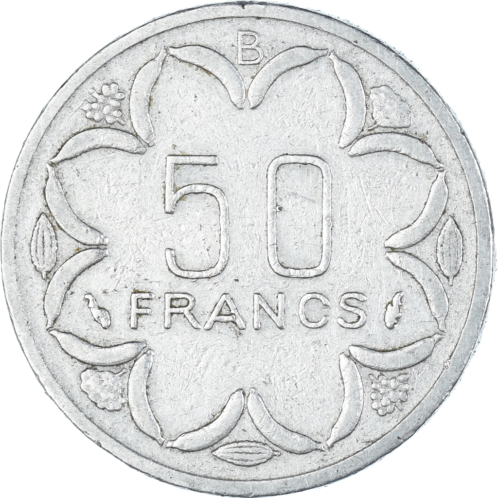 Coin, Central African States, 50 Francs, 1985