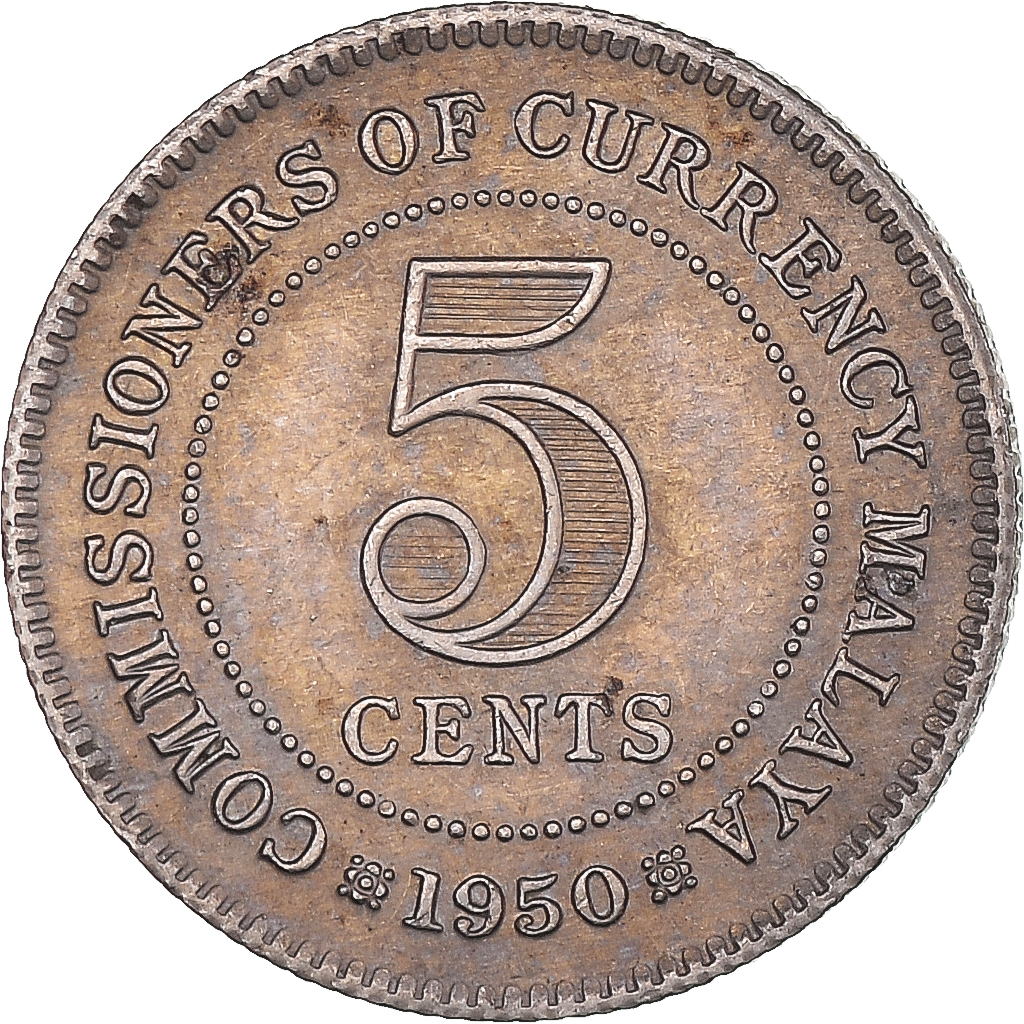 [#1468050] Monnaie, Malaisie, 5 Cents, 1950