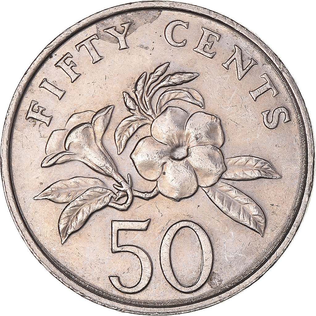 Coin, Singapore, 50 Cents, 1987