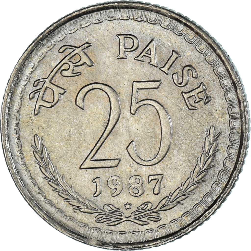 Coin, India, 25 Paise, 1987