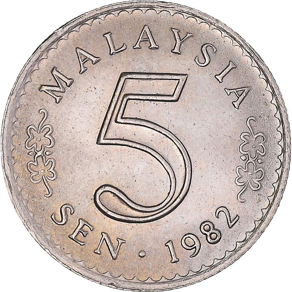 Coin, Malaysia, 5 Sen, 1982