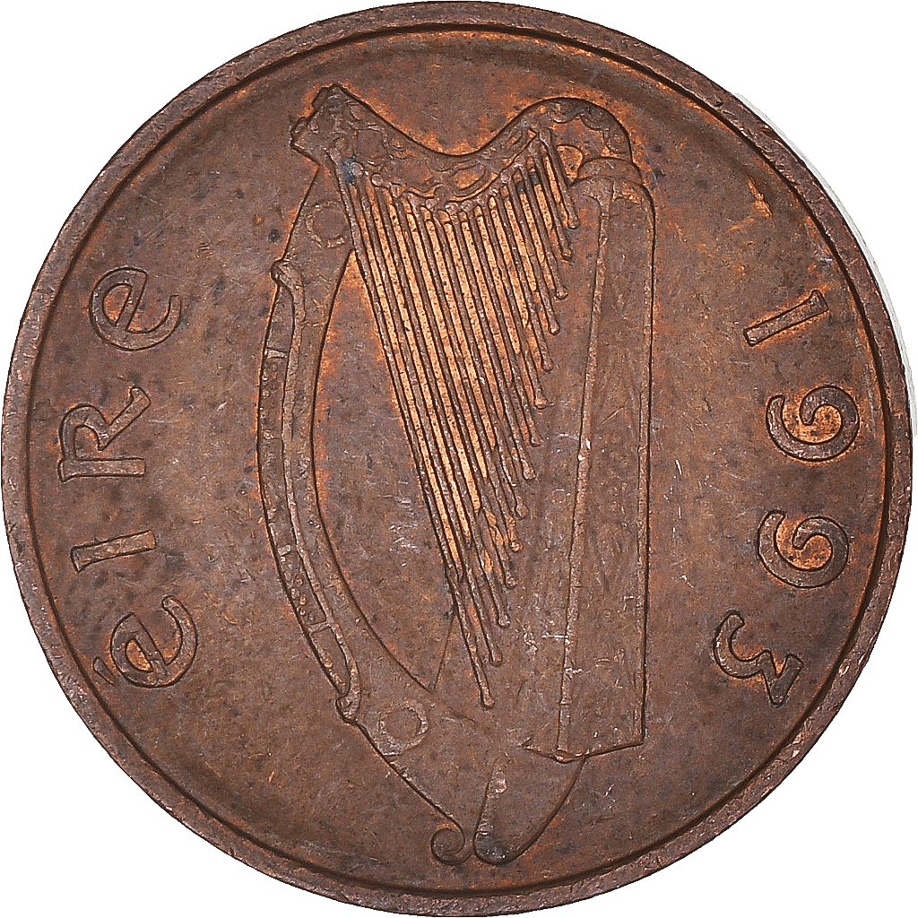 Coin, Ireland, Penny, 1993 European Coins