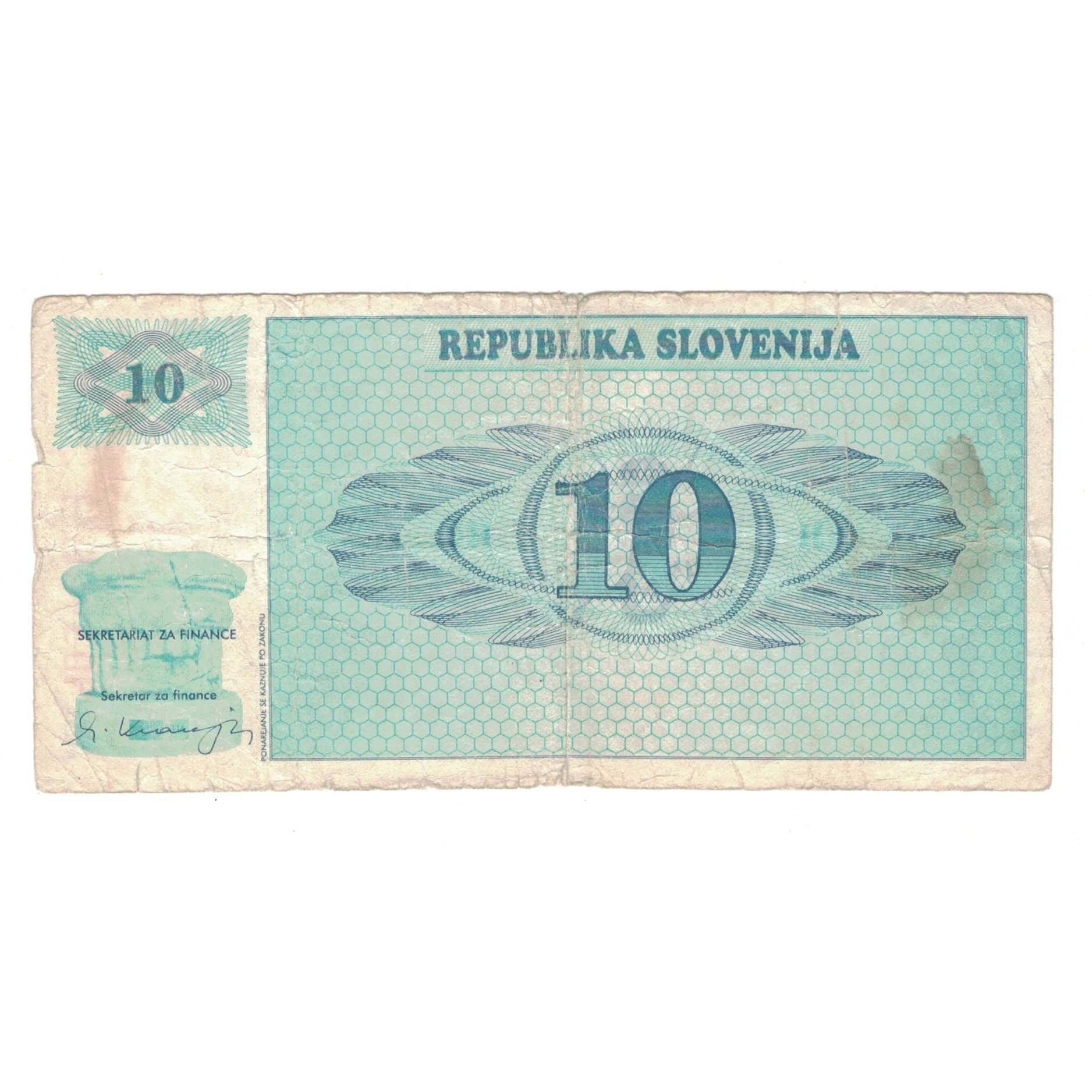 Banknote, Slovenia, 10 (Tolarjev), 1990, KM:4a, VG(8-10)