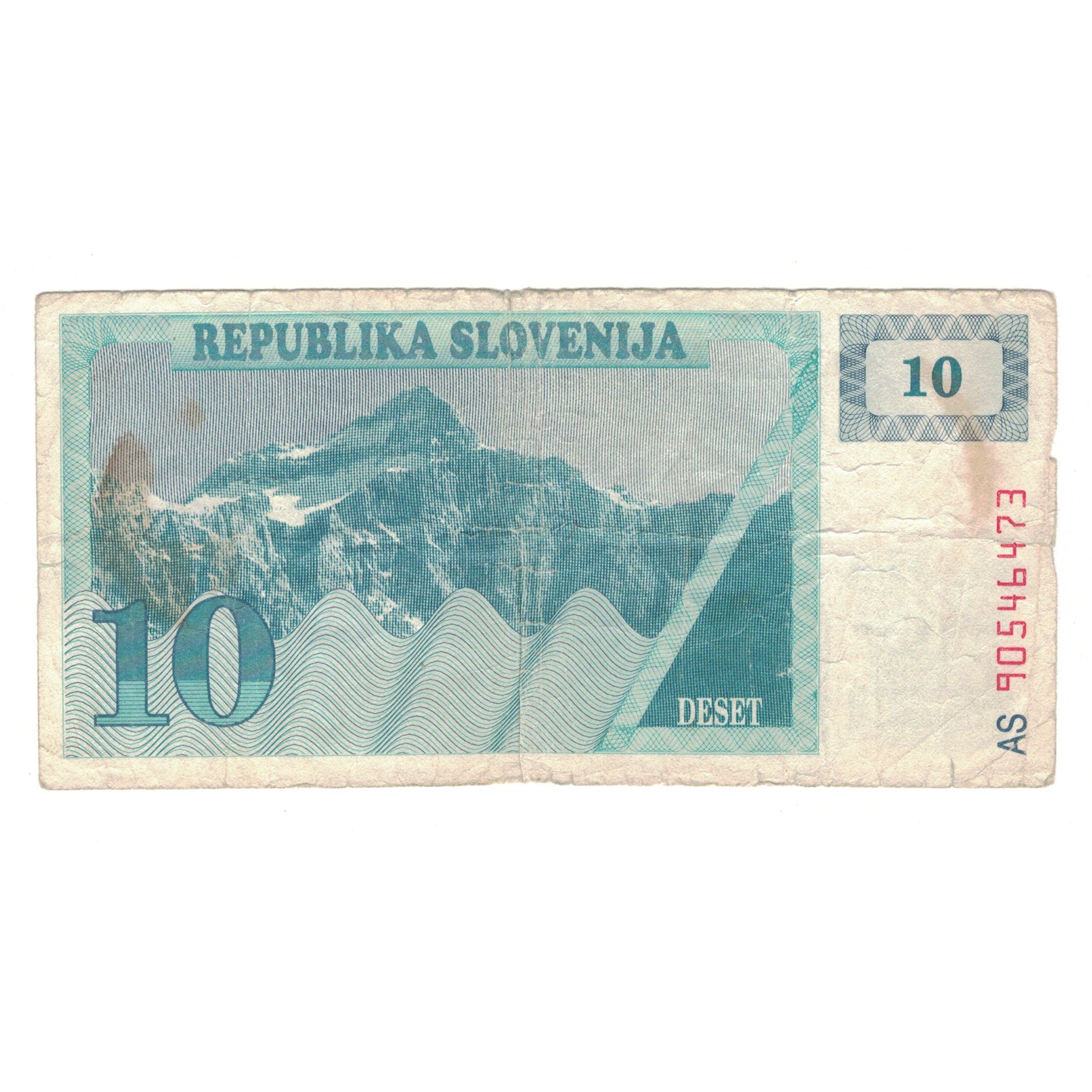 Banknote, Slovenia, 10 (Tolarjev), 1990, KM:4a, VG(8-10)