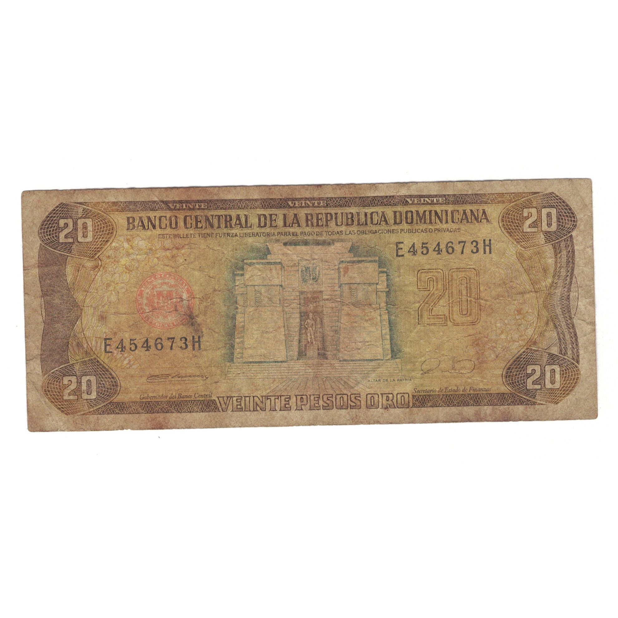Banknote, Dominican Republic, 20 Pesos Oro, 1990, KM:133, VG(8-10)