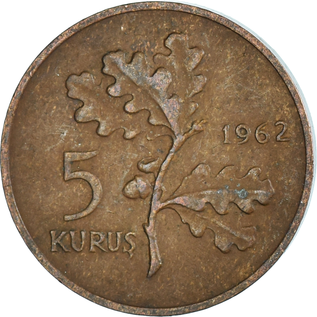 Coin, Turkey, 5 Kurus, 1962