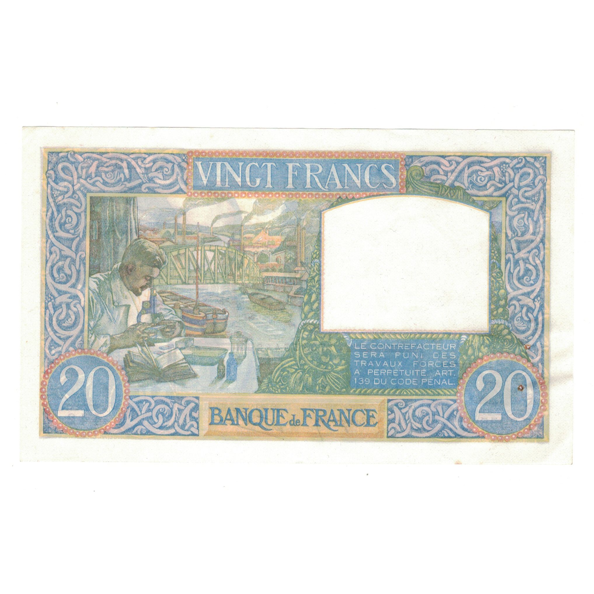 France, 20 Francs, Science et Travail, 1941, F.2955, AU(50-53), Fayette:12.12