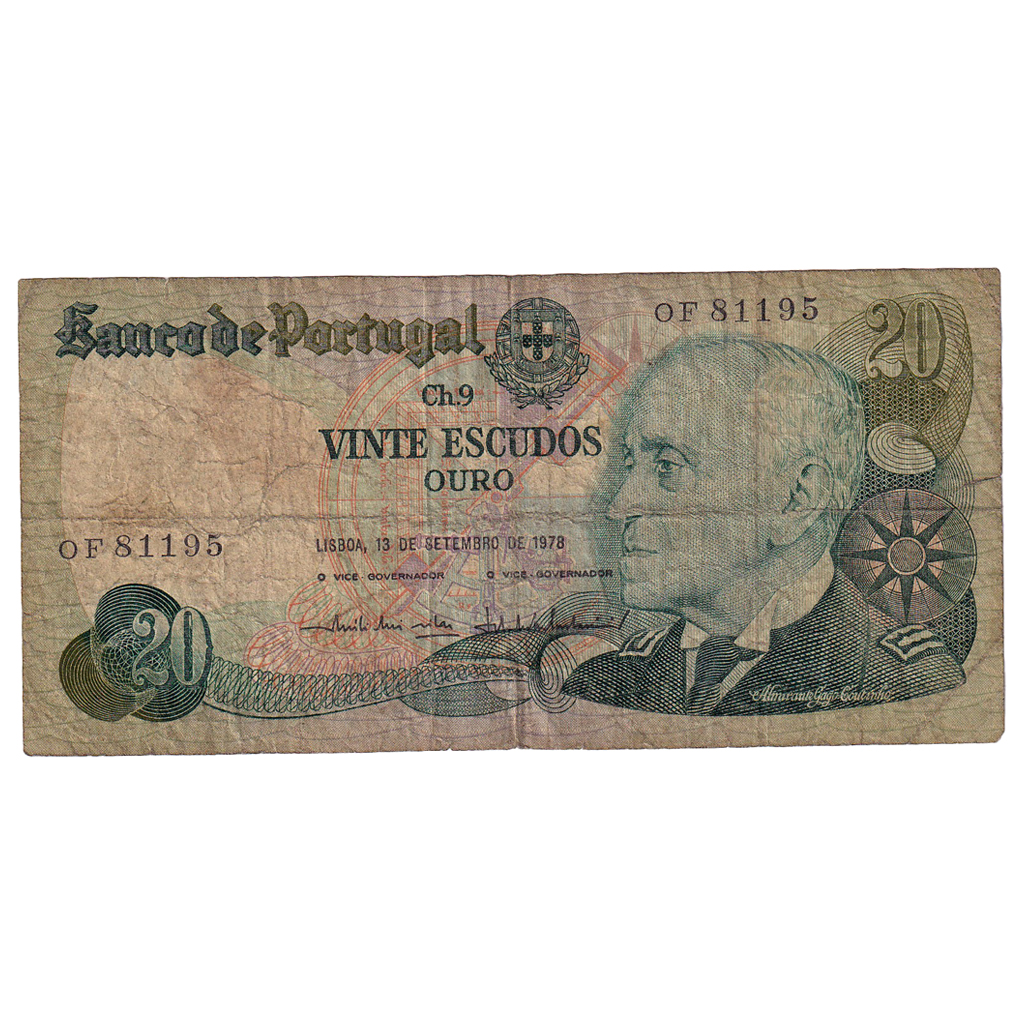 Banknote, Portugal, 20 Escudos, 1978, 1978-09-13, KM:176a, VG