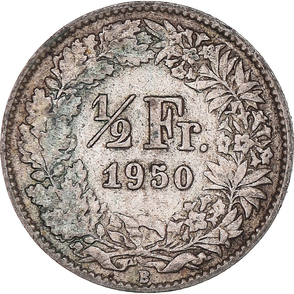 Coin, Switzerland, 1/2 Franc, 1950