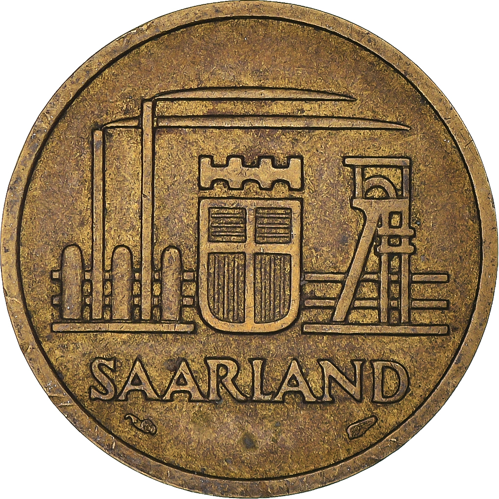 Coin, SAARLAND, 20 Franken, 1954